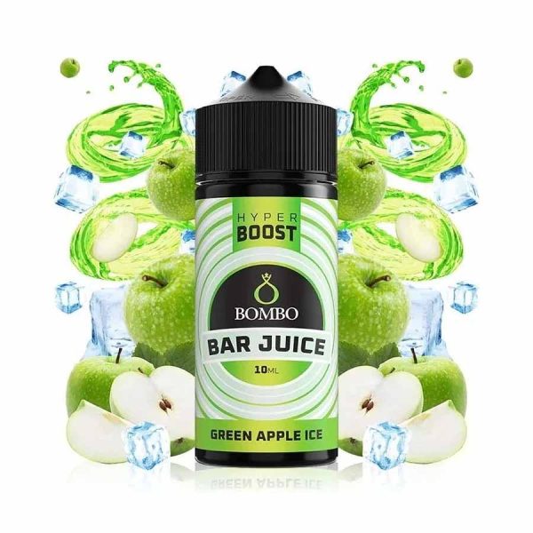 Lichid Green Apple Ice Bombo Bar Juice Hyper Boost 10ml Longfill